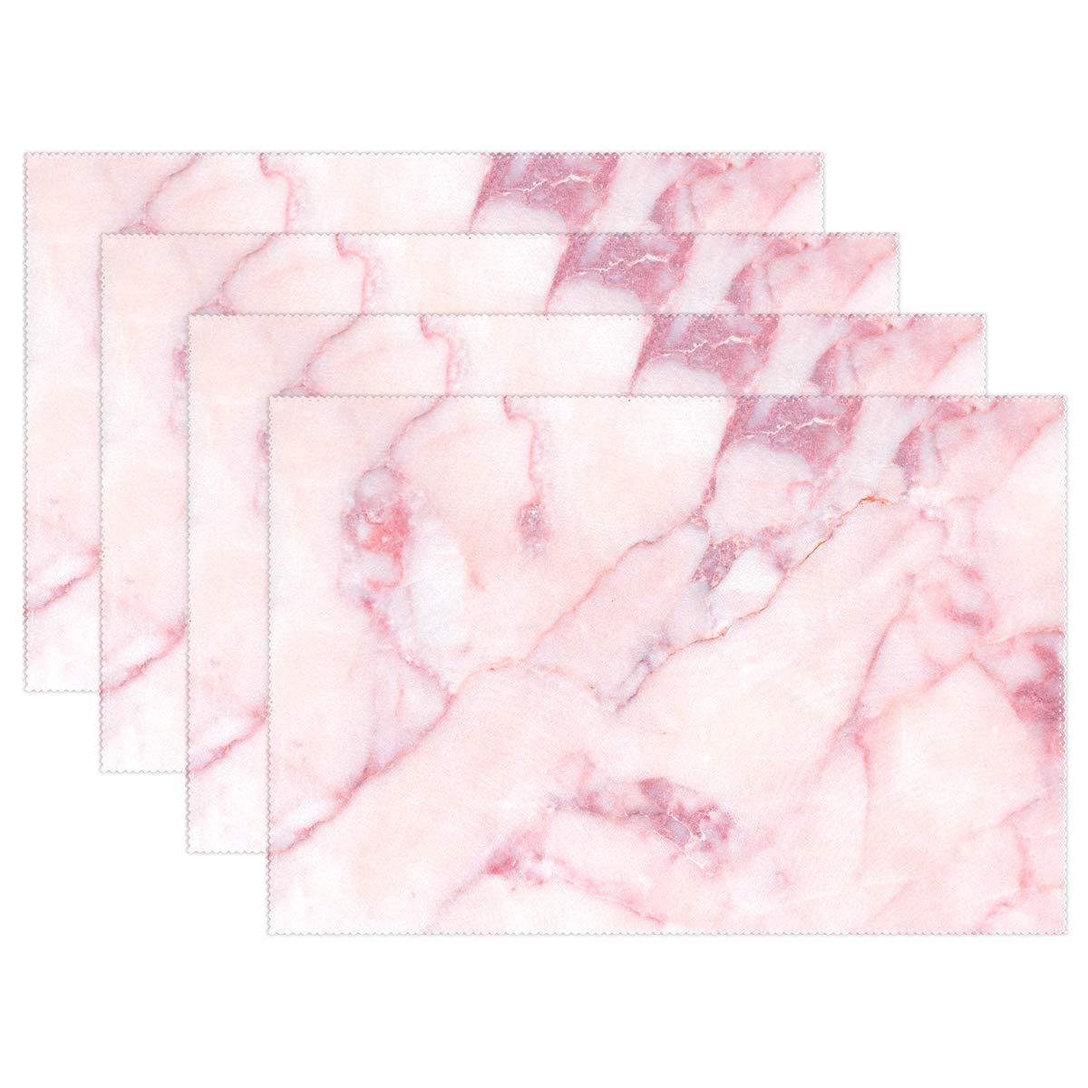 ALAZA Placemats Set of 4, Pink Marble Pattern Dining Table Children Kids Place Mats Kitchen Mats for Household Hotel D¨¦cor