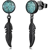 KoyeKei Black Dangle Drop Earrings 925 Sterling Silver Turquoise Earrings Jewelry Gifts for Women Men