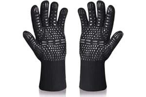 1PC Non-slip Fireplaces Fire-resistant Oven Mitts BBQ Gloves Heat Insulation Fire Heat Glove(black)