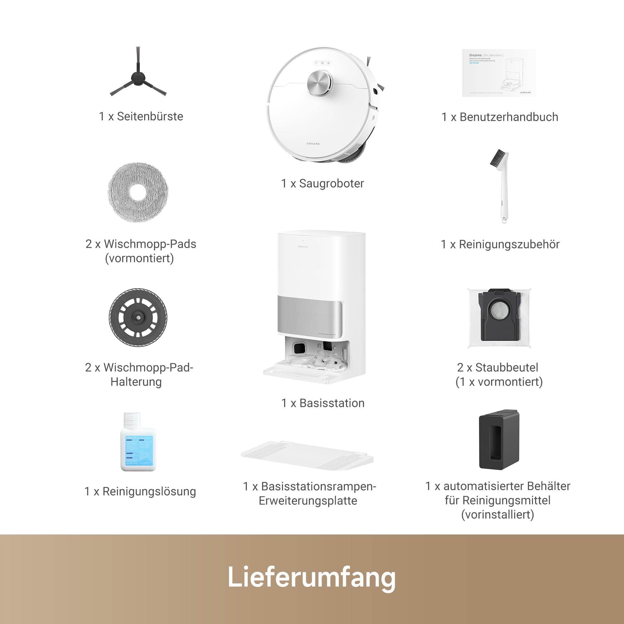 dreame L10s Ultra Gen 2 Saugroboter mit Wischfunktion,MopExtend? RoboSwing-Technologie, 10.000 Pa Vormax?-Saugkraft, Haustiermodus, vollautomatischer Basisstation,vielseitiger Teppichreinigung