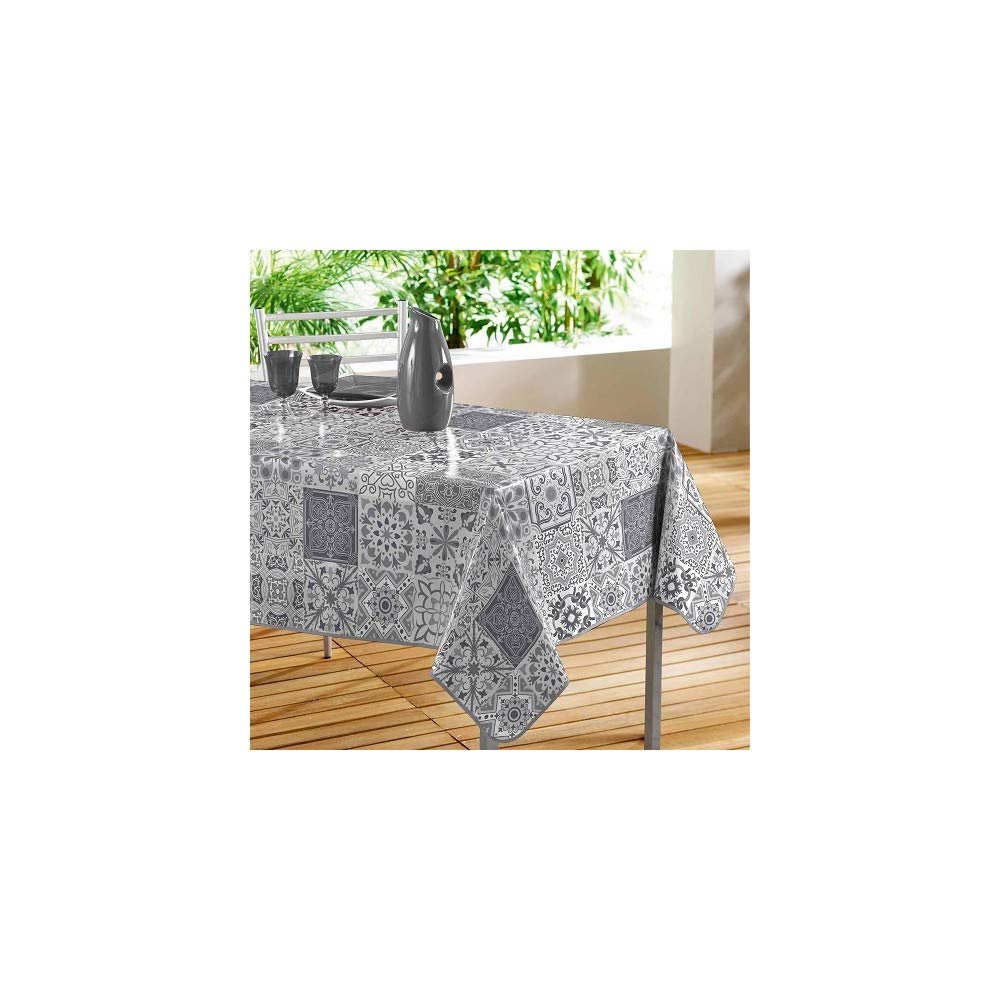 Décor Ligne Persian PVC Rectangle Tablecloth, PVC, gray, 140 x 240 cm