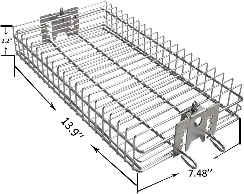 only fire 6042 BBQ Stainless Steel Flat Spit Rotisserie Grill Basket for Any Grill, Fits 1/2" Hexagon, 3/8" Hexagon, 3/8" Square&5/16" Square Rotisserie Spit Rods : Garden & Outdoor