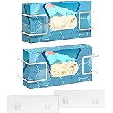 THYGIFTREE Glove Box Holder Wall Mount Dispenser, 2 Pack with 1 Small + 1 Large Rack, Small Fits 100 Count Boxes, Large Fits 100 &amp; 200 Count Boxes, Fits Most Nitrile Latex &amp; Vinyl Glove Boxes, White