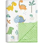 HOMRITAR Baby Blanket for Boys Girls Super Soft Minky Blanket with Dotted Backing, Dinosaurs Multicolor Printed for Toddler Nursery 30 x 40 Inch