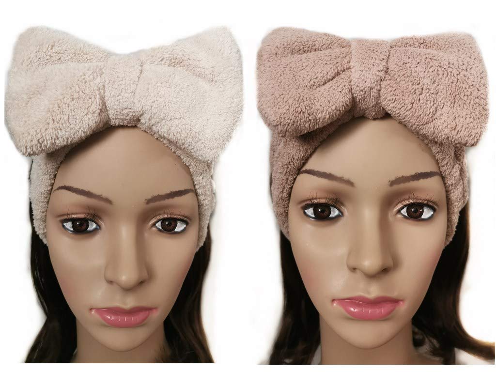 2Pack Microfiber Bow Headband, Wash Face Cosmetic Mask