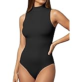 YOGINGO Women's Mock Turtleneck Bodysuits Sleeveless Thong Body Suit Tank Tops High Neck Going Out Leotard for Women