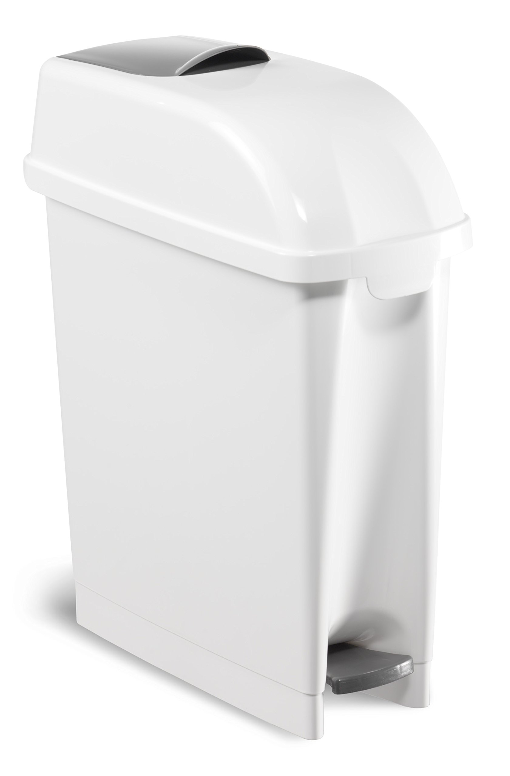 TTS Cleaning 00005480 Elle Polypropylene Canister, Manhole Lid, Pedal, Capacity 17 Litres, White