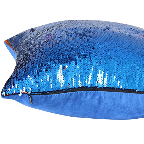 image for Mermaid Pillow Case, Play Tailor Magic Reversible Sequin Pillow Cover 