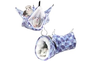 LEFTSTARER Guinea Pig Ferret Rat Hammock Toy Small Animal Cage Accessories Hideout Tunnel & Bunkbed Hammock for Rat Ferret Guinea Pig Hamster Sugar Glider Chinchilla