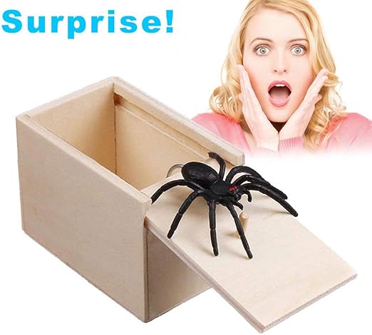 Caja de Miedo de Broma de araña de Madera, Caja de Caja de susto de araña