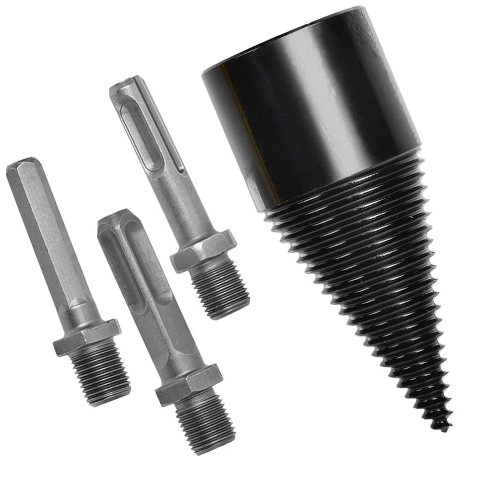 FOROREH Wood Splitting Drill Bit, 42mm Heavy Duty Log Wood Splitting Drill, Firewood Drill Bits Firewood Splitter with Square/Round/Hexagonal Shanks for Electric and Hand Drill