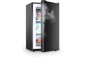OOTDAY Upright Freezer with Reversible Single Door 3.0 Cubic Feet Stainless Steel Compact Freezer Black Adjustable Thermostat Removable Shelves Perfect for Garage Dorm and Kitchen