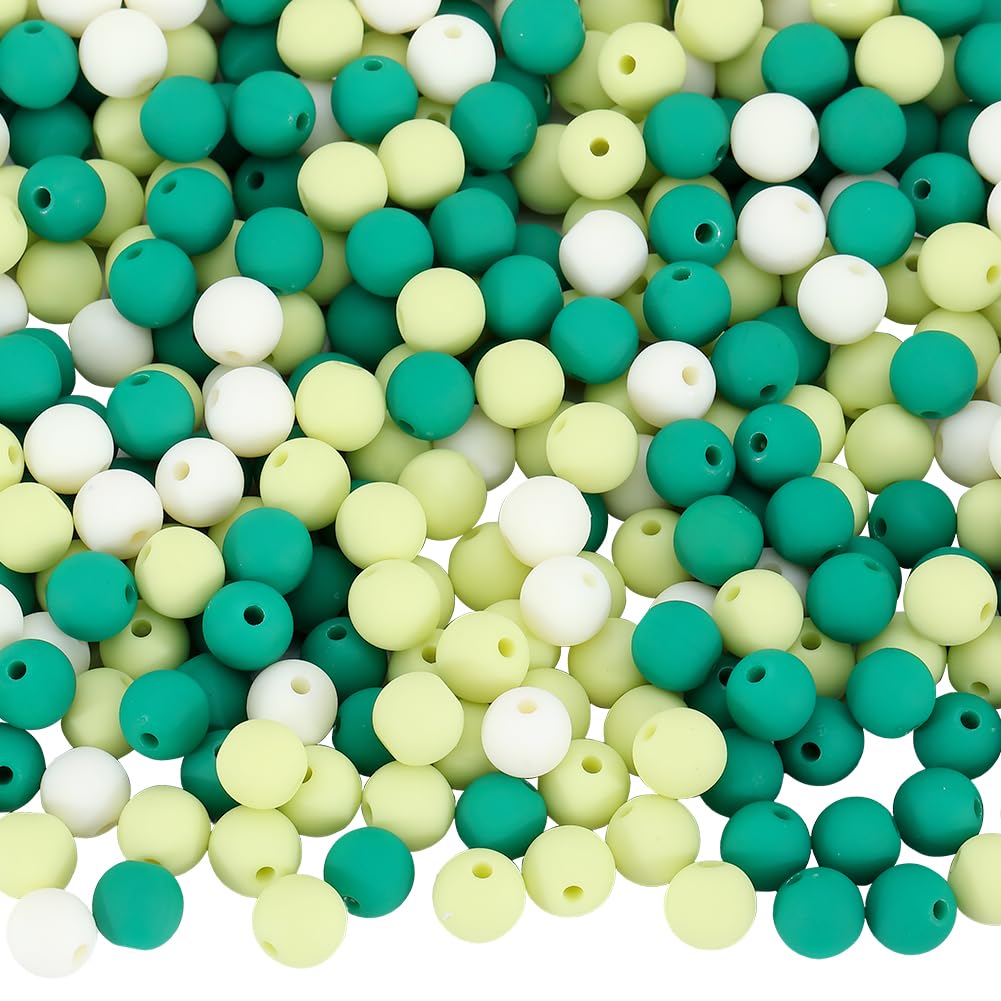 SOFPLATE 1 Box 500Pcs Matte Round Beads 8mm Acrylic Bead Bulk Plastic Green Frosted Pastel Matte Mix Bubblegum Loose Spacer Beads for Bracelets Necklaces Earrings jewellery Making Beading DIY Supplies