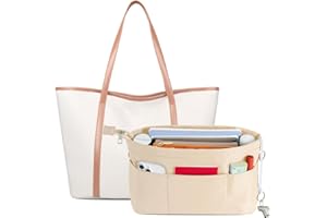 HyFanStr Purse Organizer Insert with Zipped Top for Tote Bag, Handbag Shaper with 13 Pockets