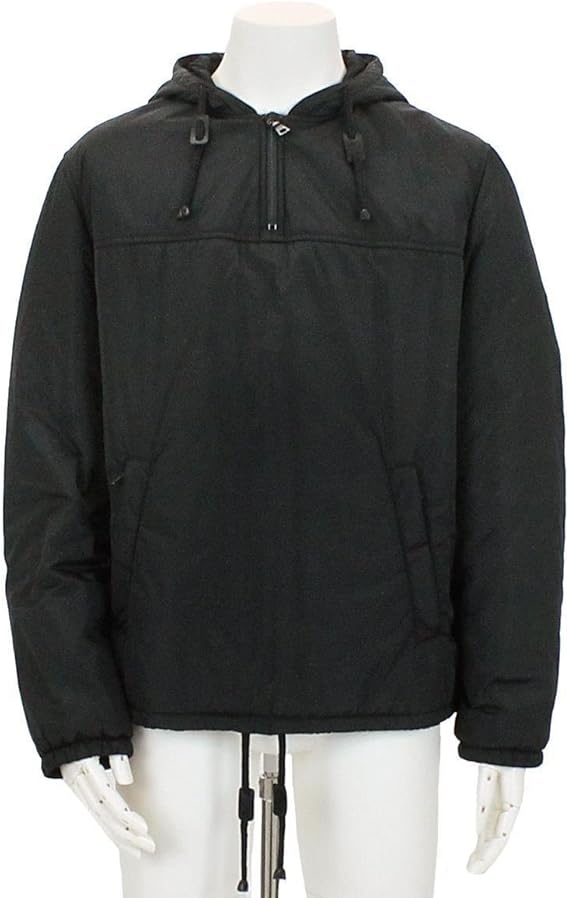 Amazon プラダ Prada ナイロン プルオーバー フード付き 中綿 Zip 長袖 アウター 無地 ブラック 黒 サイズ L メンズ 中古 コート ジャケット 通販