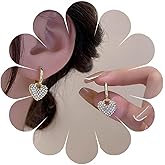Bohemian Crystal Heart Earrings Crystal Drop Earrings Love Heart Stud Earrings Cz Chain Earrings Bridal Wedding Earrings Jewelry for Women and Girls Gifts