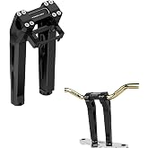 POWER JAMES 10.0" Tall Black Handlebar Risers Kit with Gauge Module Mount for Harley Davidson Street Bob, Low Rider S, FXST, FXLRST, Softail, Dyna with 1.0" Clamping Area