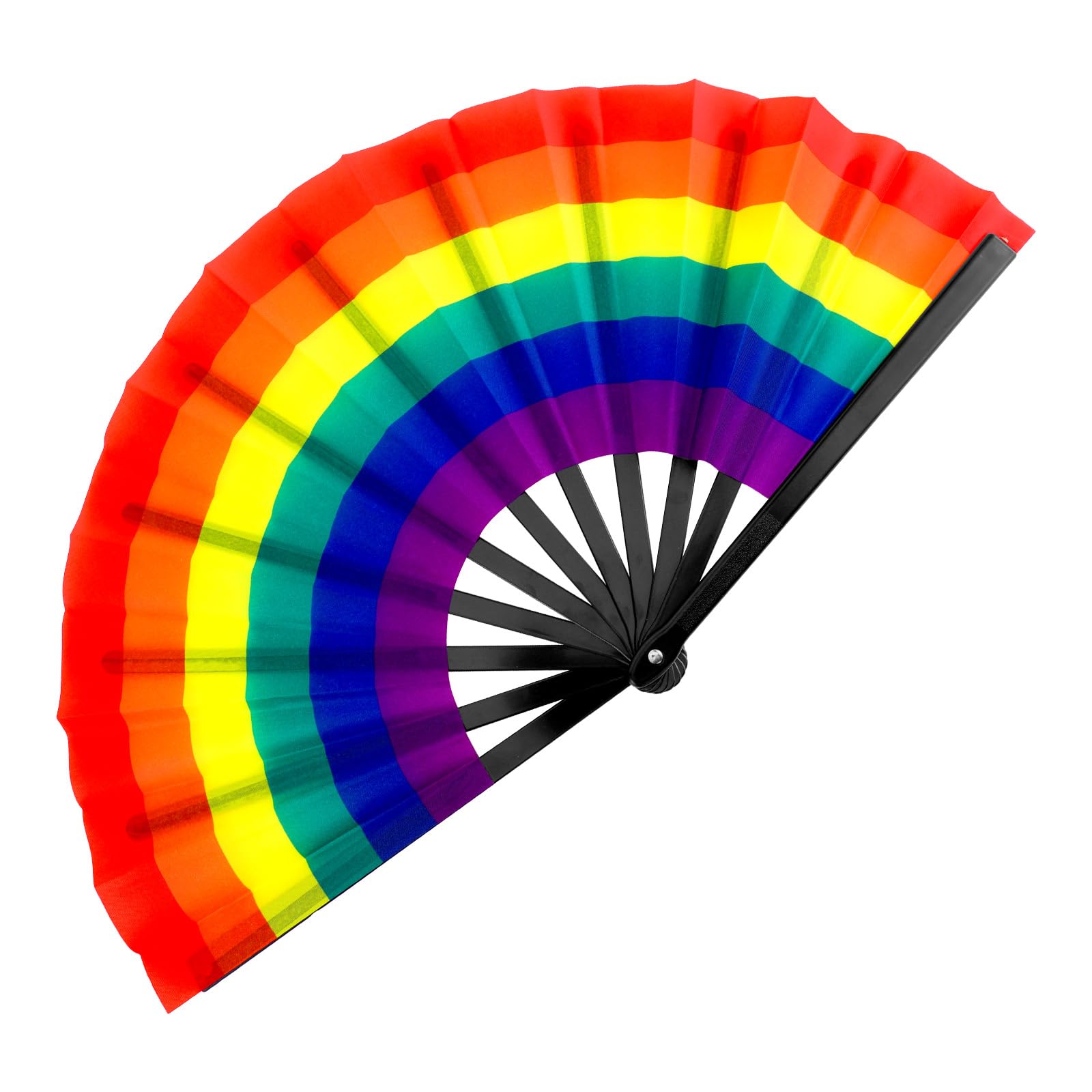Photo 1 of Grevosea Rainbow Folding Fans Handheld Folding Hand Rave Fan for Pride Day LGBT Pride Accessories Clacking Fans for Line Dancing Festival Events Rave Performances & Cosplay