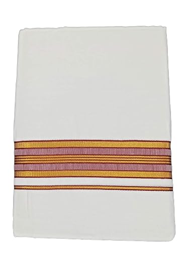 Traditional Pure White Cotton Double Dhoti,Lunge For Men. With Attractive Maroon Color Boarder.