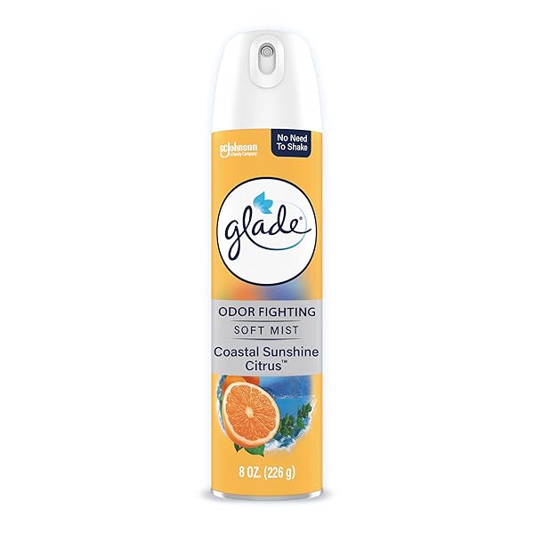 GLADE AIR FRESHENER ROOM SPRAY, COASTAL SUNSHINE CITRUS SCENT, ODOR FIGHTING TO DELIVER LONG LASTING FRESHNESS, 8 OZ