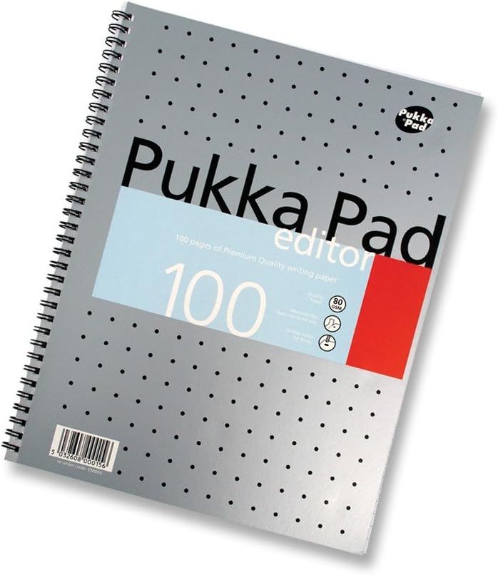 1 x Pukka Pad A4 Editor Lined Paper 100 Page Notepads (Metallic Silver