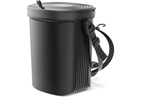 Waretary Trash Can for Car Garbage: Leakproof Silicone Car Waste Bin w/Lid for Drivers and Passengers; 2 Gallon Garbage Container for Vehicle, Sedan, SUV, Van, MPV & Truck (Black)