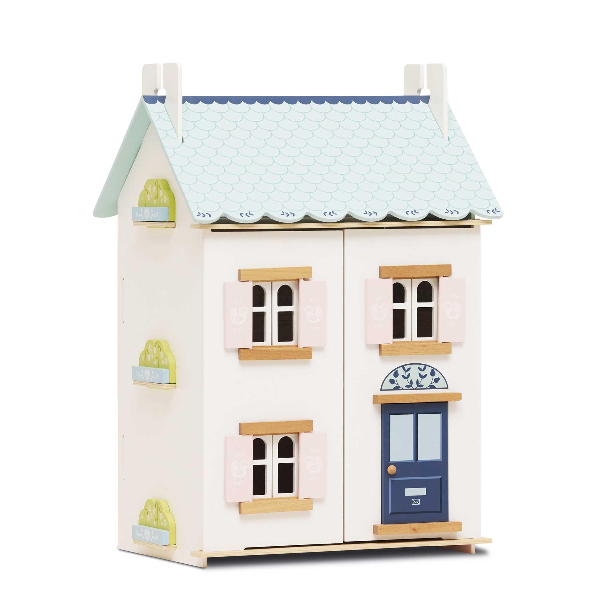 Le Toy Van – Blue Belle Wooden Doll House | Girls & Boys 3 Storey Wooden Dolls House Play Set - Suitable for Ages 3+