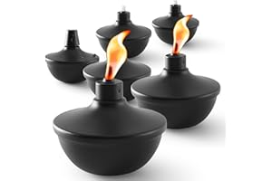 SNOGSWOG 6 Pack Metal Table Top Torches, 22oz Citronella Torches for Outside, Refillable Flame Light Torch, Decorative Tabletop Lantern for Yard, Patio, Deck, Garden, Party, Landscape