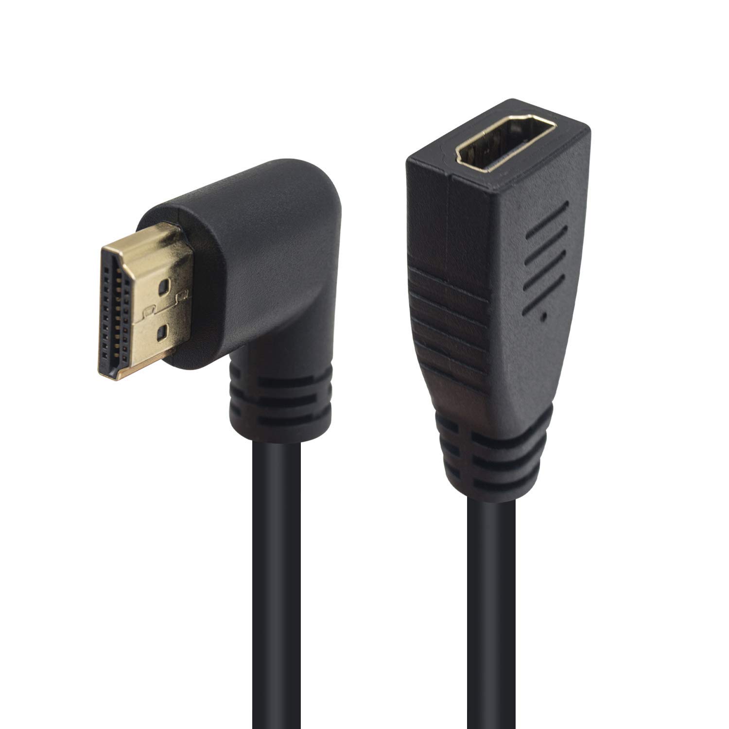 Poyiccot HDMI 2.0 Extension Cable 90 Degree, 2 Feet / 60cm HDMI Extender High Speed Left Angle HDMI Male to Female Extension Cable 60Hz, 4K 2K (F/M Left): Industrial & Scientific