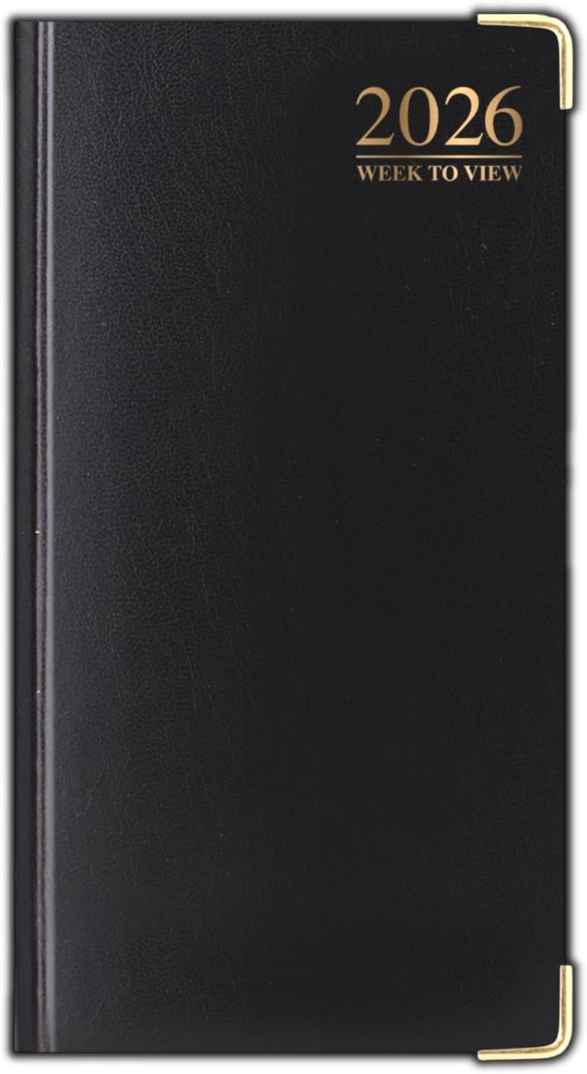 PaulStore 2026 Diary Slim Line Week to View with Metal Edge Black