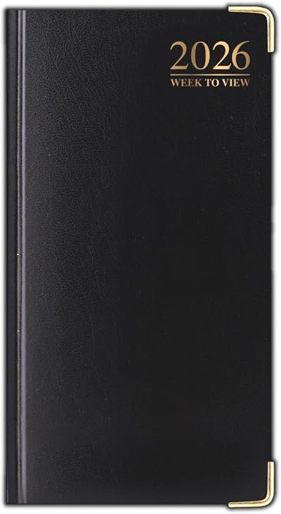 PaulStore 2026 Diary Slim Line Week to View with Metal Edge Black