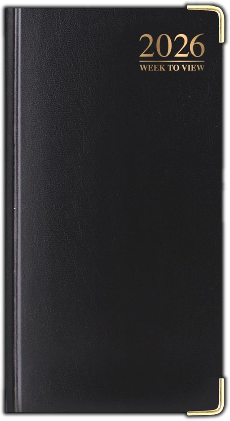PaulStore 2026 Diary Slim Line Week to View with Metal Edge Black