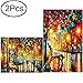 Standie 2 Pack DIY Diamond Painting Set 5D Full Drill Embroidery Rhinestone Painting Kit 5D Decorating Wall Stickers for Living Room (50 x 42cm Rainy Night & 40 x 30cm Walking in The Rainy Night)