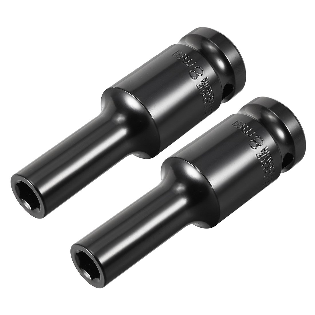 Sourcingmap 2 Pcs 1/2-Inch Drive by 8mm Deep Impact Socket, Cr-V, 6-Point, Metric