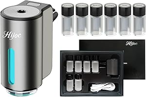 Hijoc Car Diffuser,Essential Oil Aroma Diffuser for Automobile – USB Rechargeable Scent Diffuser Smart Air Freshener with 6pcs Oil & Auto On/Off,Grey