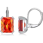 CiNily Emerald Cut Drop Dangle Earrings for Women 18K White Gold Plated Cubic Zirconia Simulated Diamond Dangle Earrings Jewelry Gifts for Weddings Birthday Party