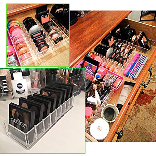 Hipiwe 8 Spaces Acrylic Makeup Organizer Cosmetic Makeup Products Storage Containers Beauty Care Holder Vanity Organizers for Blushes, Highlighters, Bronzer, Powder,Eyeshadow