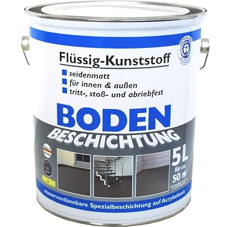 Bodenbeschichtung, Bodenfarbe RAL7001 Flüssigkunststoff 5L Sonderpreis