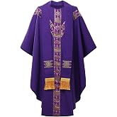 CAMDOM Catholic Priest Chasuble Church Mass Vestment Robe with Stole