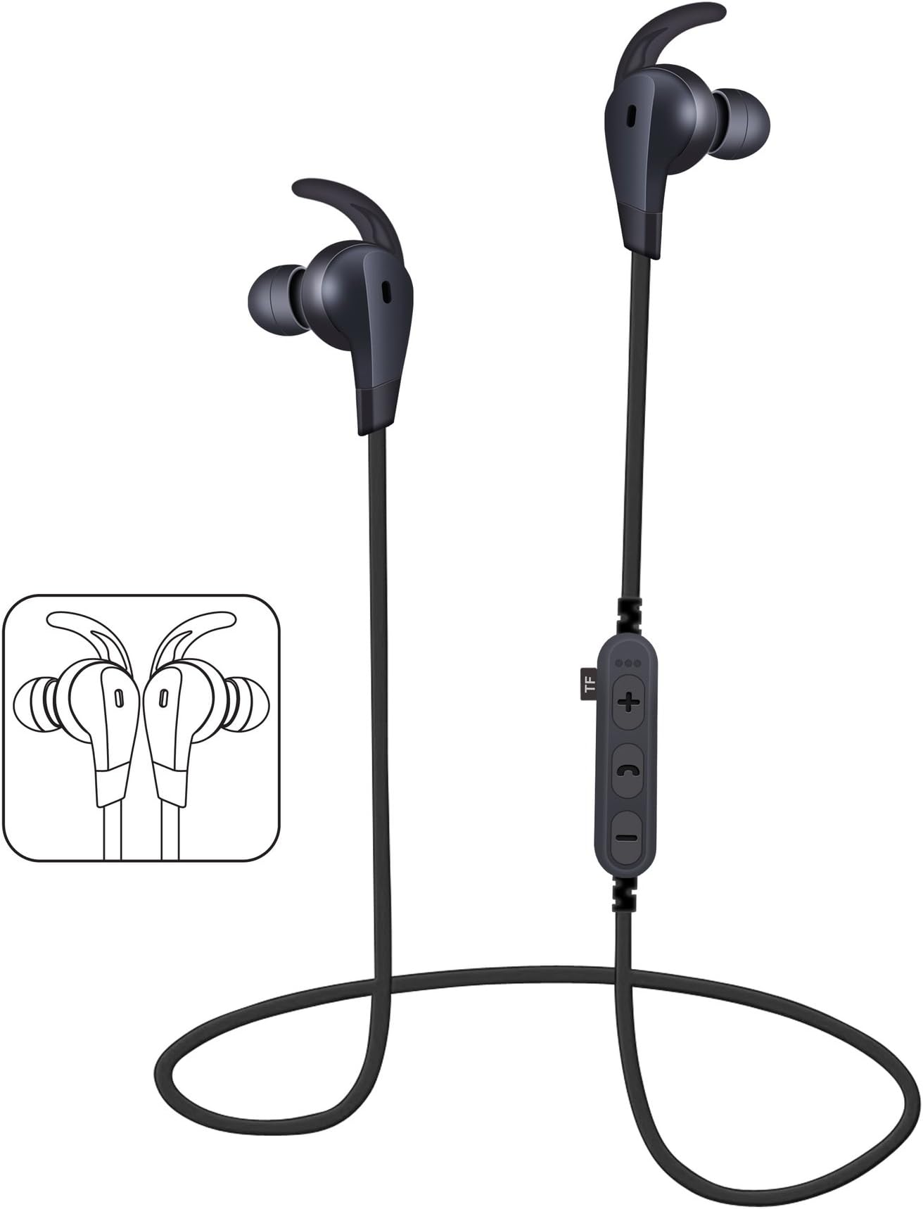 New Generation Bluetooth Headphones with TF Card Slot, Sports Bluetooth Wireless Sports Headset,Bluetooth 4.2 Noise Cancelling Sweatproof Wireless in-Ear Earbuds Headsets, More Convenient for Sports