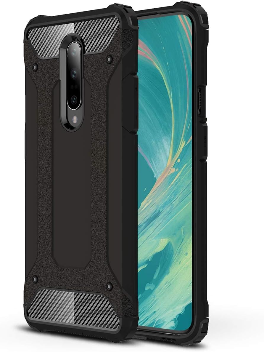 LuckyMi Case Compatible with OnePlus 7 Pro Phone,Oneplus 7 Pro Case,TPU & Hard PC Hybrid Cover Dual Layer Armor Grip Anti-Scratch Protective Case for OnePlus 7 Pro Smartphone (Black)