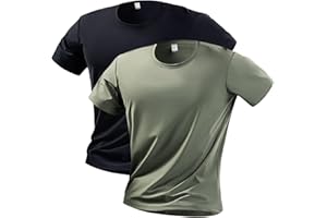 2 Pack Men's UPF 50+ Quick-Dry Shirts - Breathable, Lightweight Workout Short Sleeve T-Shirts for Running&Gym with Moisture