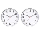 2-Pack Wall Clock Battery Operated - Black Silent