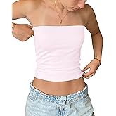 Cioatin Women Sexy Strapless Bandeau Tube Tops Sleeveless Tight Clean Fit Crop Tank Y2K Coquette Teens Layering Clothes