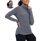 baleaf Women's Thermal Turtleneck Tops Long Sleeve Shirts Ski Base Layer with Integrated Neck Face Mask Thumbholes