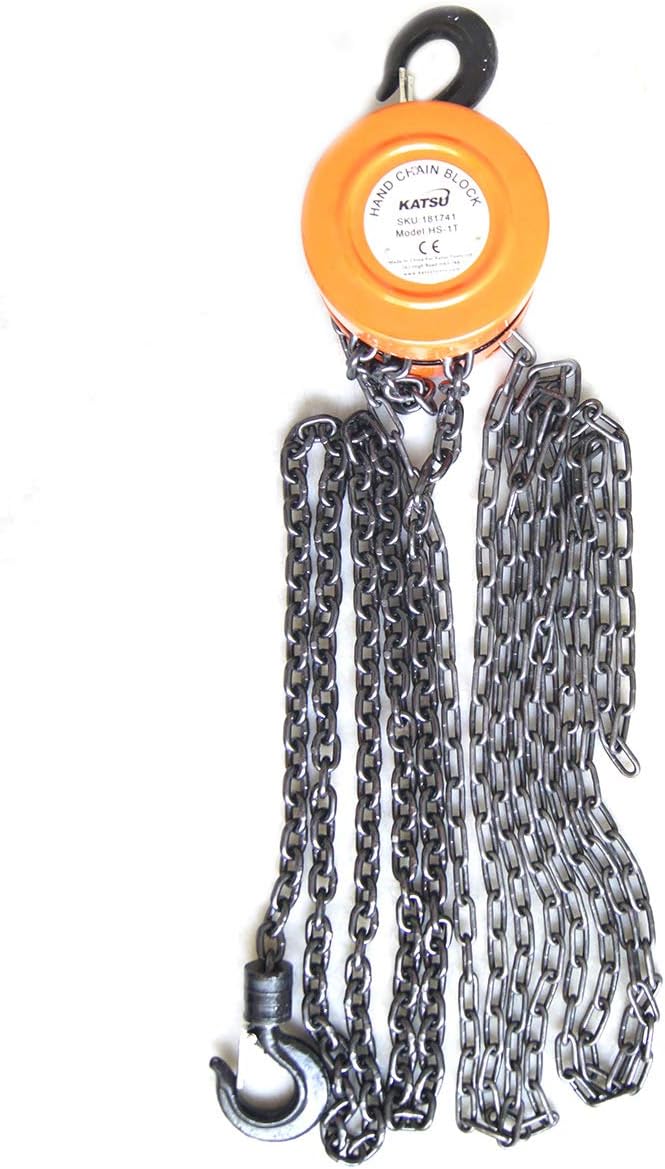 KATSU 1 Ton Chain Block Hoist 3M Lift Height Garage Car Engine Heavy Load Lifting Tool 181741, Orange - Image 3