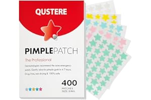 QUSTERE Pimple Patches for Face, Hydrocolloid Acne Patches, Cute Star Zit Covers, Colorful Spot Stickers with Tea Tree, Salicylic Acid & Cica Oil| 3 Sizes (10mm, 12mm & 14mm) |400 Count