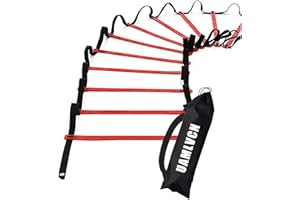 UAMLVCN Sport Agility Ladder 6rungs/8rungs/10rungs /12rungs/14rungs/16rungs/20rungs Soccer Training with Equipment Bag Fitness or Speed Agility Training for Training Football Soccer Basketball Athletes and Teens or Kids Yellow/Red/Blue