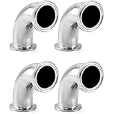 QWORK 1-1/2" Tube OD Sanitary Ferrule Elbow 90 Degree Pipe Fitting - Pack of 4, SUS304 Tri Clamp 1.5 Inch
