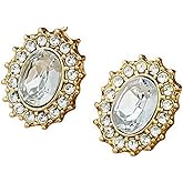 Crystal Cubic Zirconia 18K Gold Plated Stud Earrings Elegant Halo Design Minimalis Hypoallergenic CZ Earrings Diamonique Round Earrings for Women